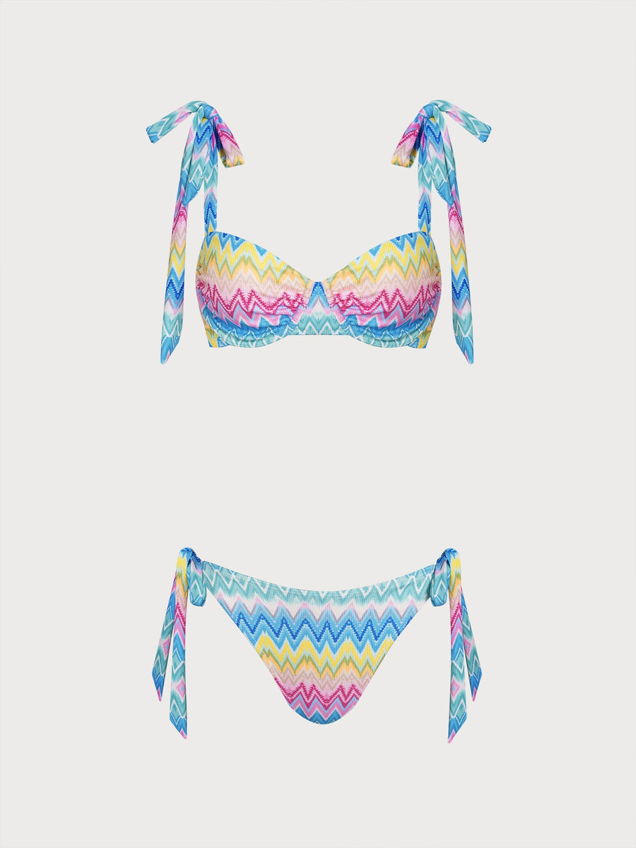 Rainbow Stripes Bikini Three-Piece Set