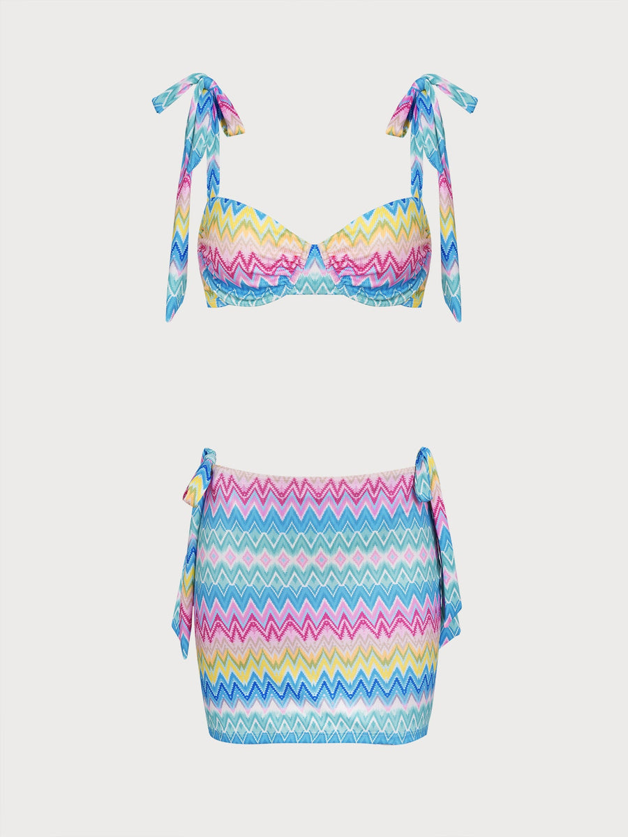 Rainbow Stripes Bikini Three-Piece Set