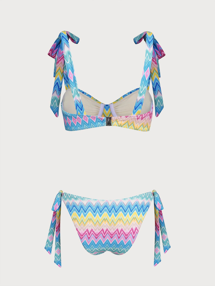 Rainbow Stripes Bikini Three-Piece Set