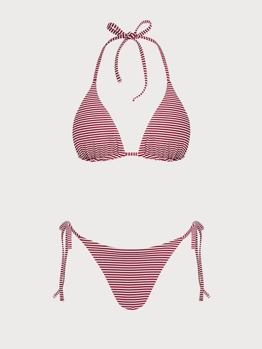Blue Striped Reversible Bikini Set