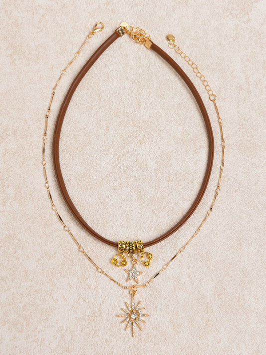 Gold Maillard Diamond Sun Bell Necklace
