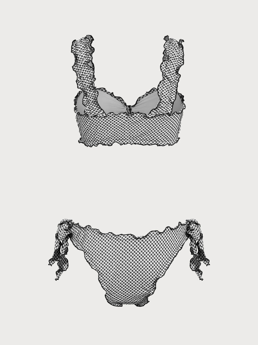 Black Plaid Twist Bikini Set