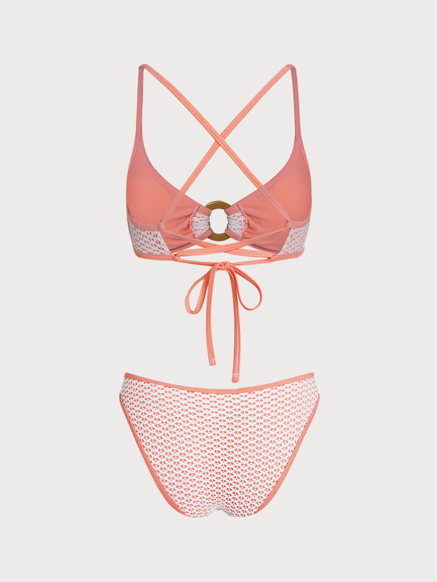 Pink Contrast O-Ring Bikini Set