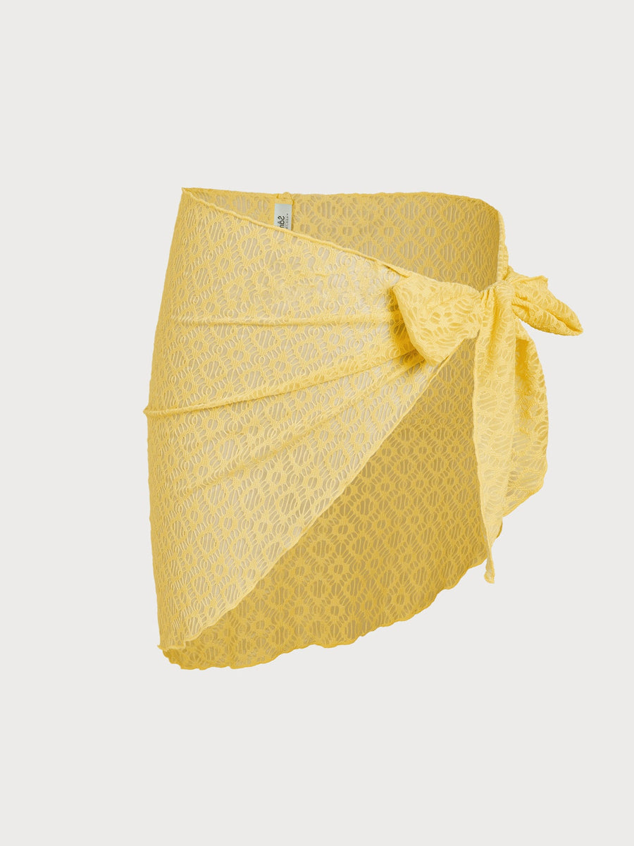 Yellow Metallic Bikini Three-Piece Set