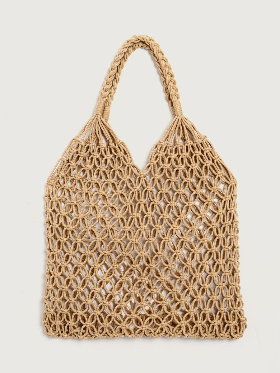 Khaki Pure Cotton Woven Shoulder Bag