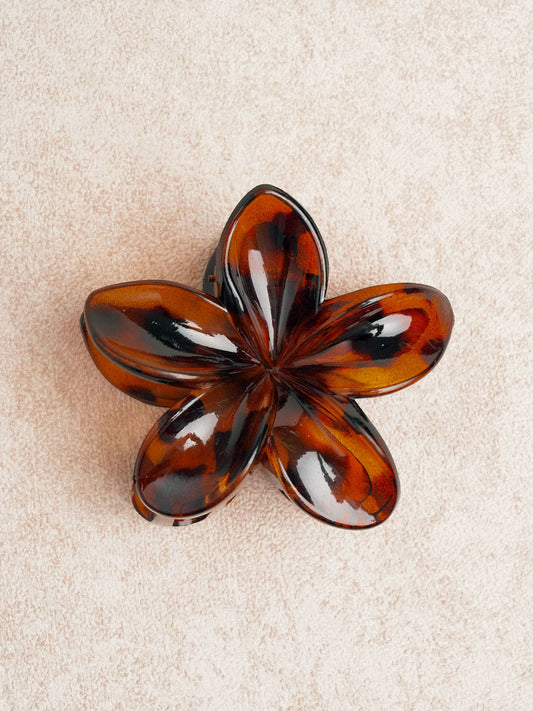Brown Acrylic Leopard Flower Hair Clip