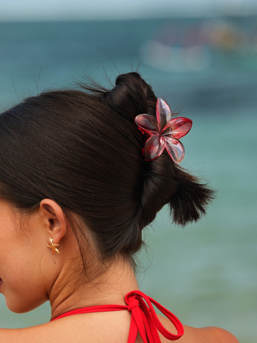 Red Acrylic Sunflower Hair Clip