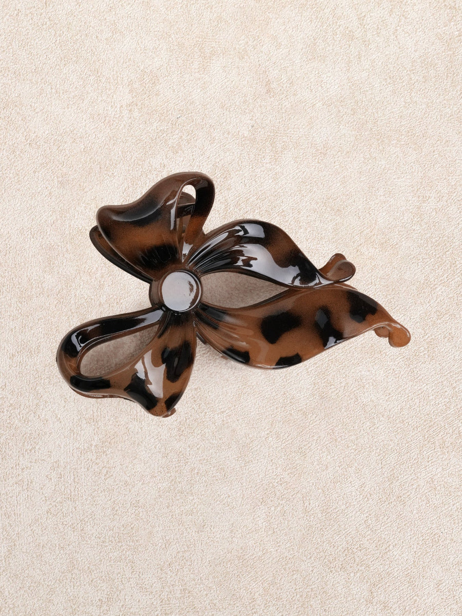 Coffee Leopard Shark Claw Hair Clip