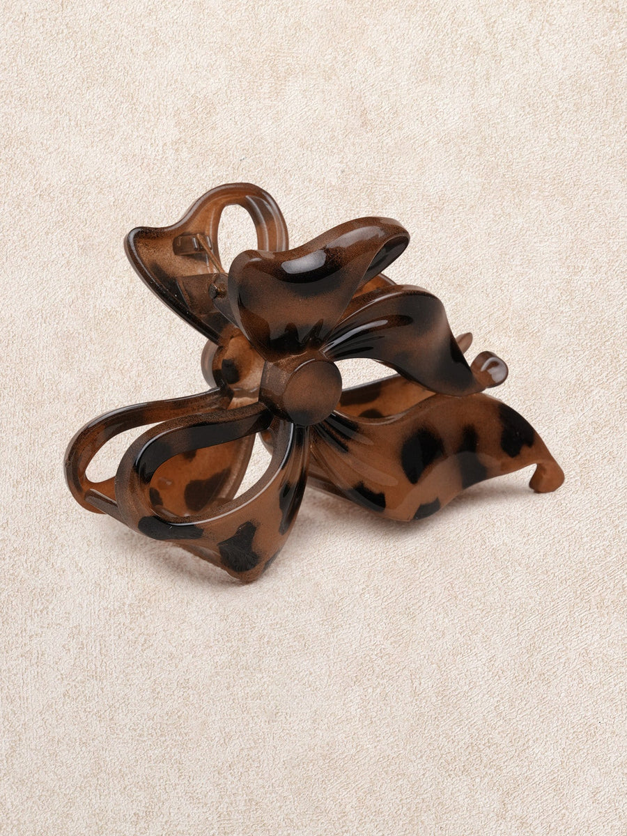 Coffee Leopard Shark Claw Hair Clip
