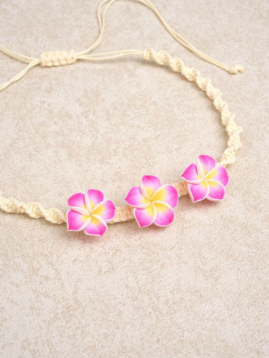 White Fashion Frangipani Necklace