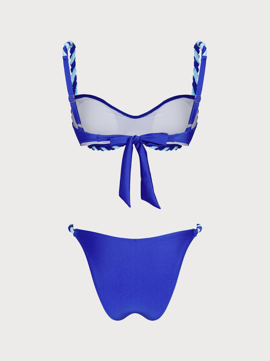 Blue Contrast Sweetheart Bikini Set