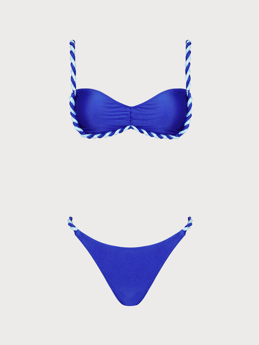 Blue Contrast Sweetheart Bikini Set