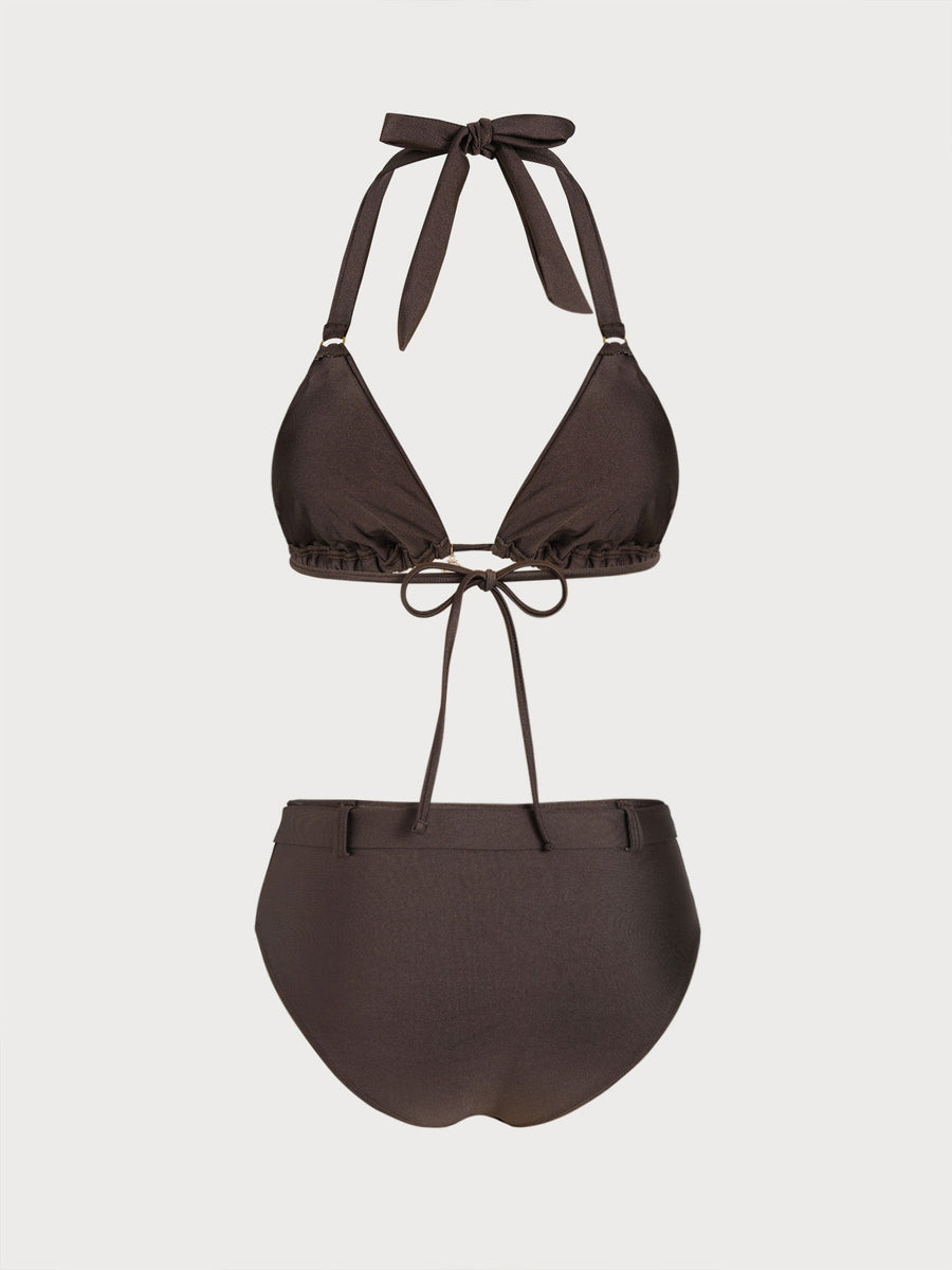 Brown O-Ring Marine Enamel Bikini Set