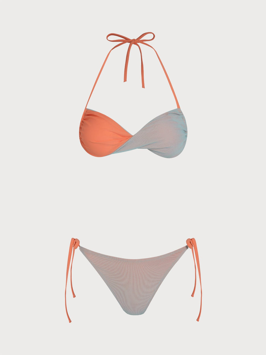 Green Reversible Contrast Bikini Set