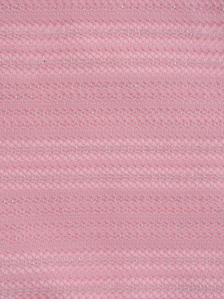 Light Pink Silver Thread Skirted Bikini Set