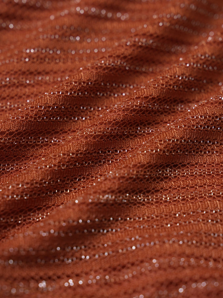Brick Red O-Ring Lurex Tankini Set