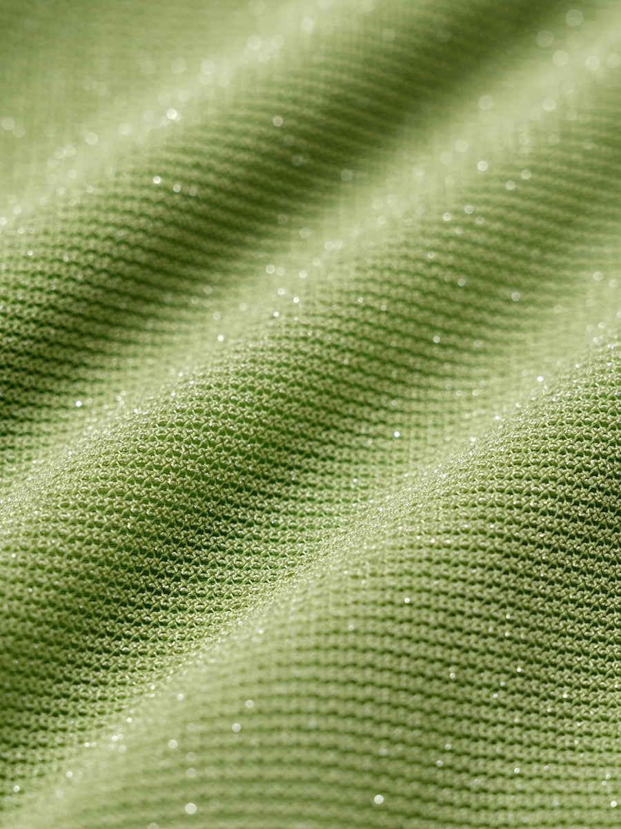 Green O-Ring Beaded Silver Thread Tankini Set