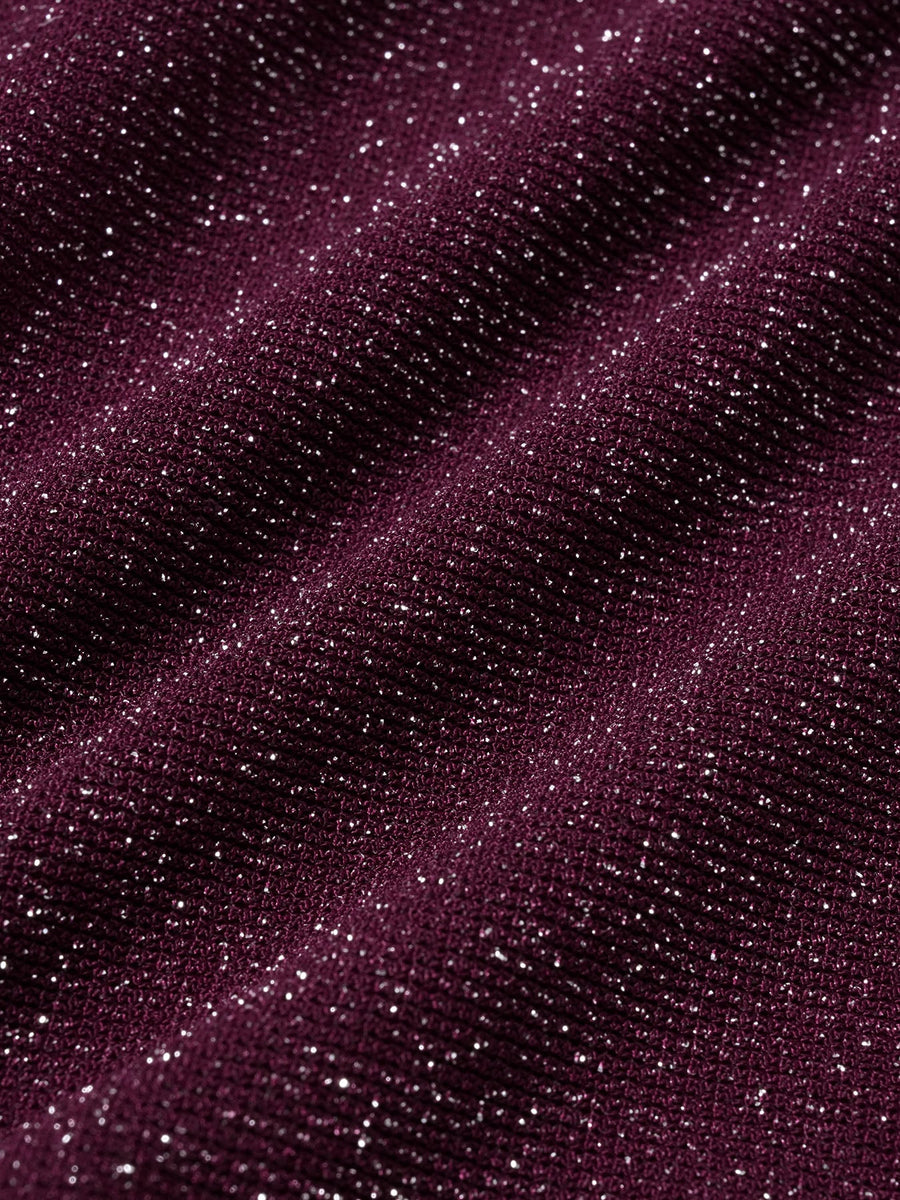 Wine Red Sparkly Sheer Mesh Tankini Set