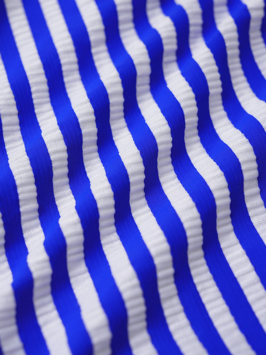 Blue Striped Contrast Retro Nautical Tankini Set
