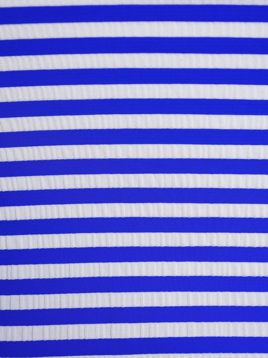 Blue Striped Contrast Retro Nautical Tankini Set
