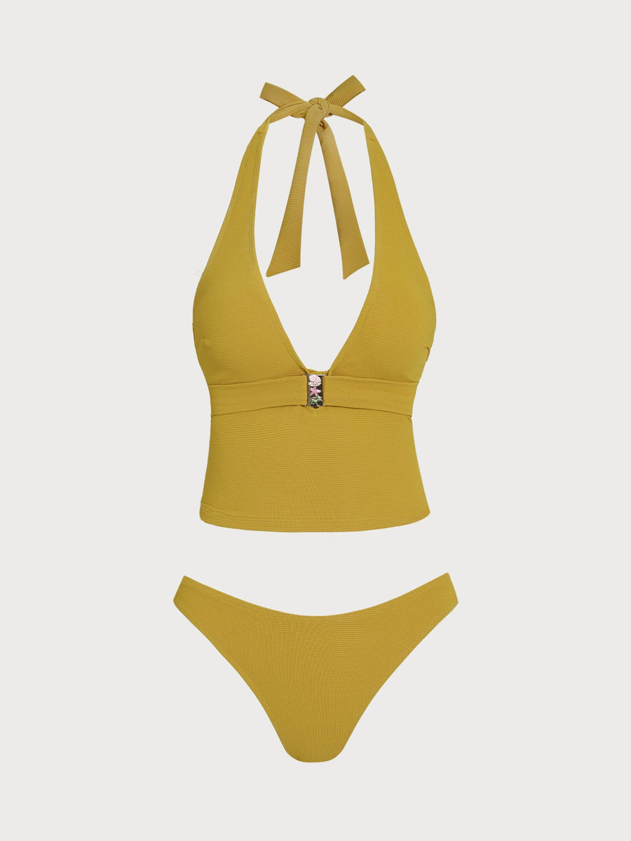 Ginger Striped Halter Tankini Set
