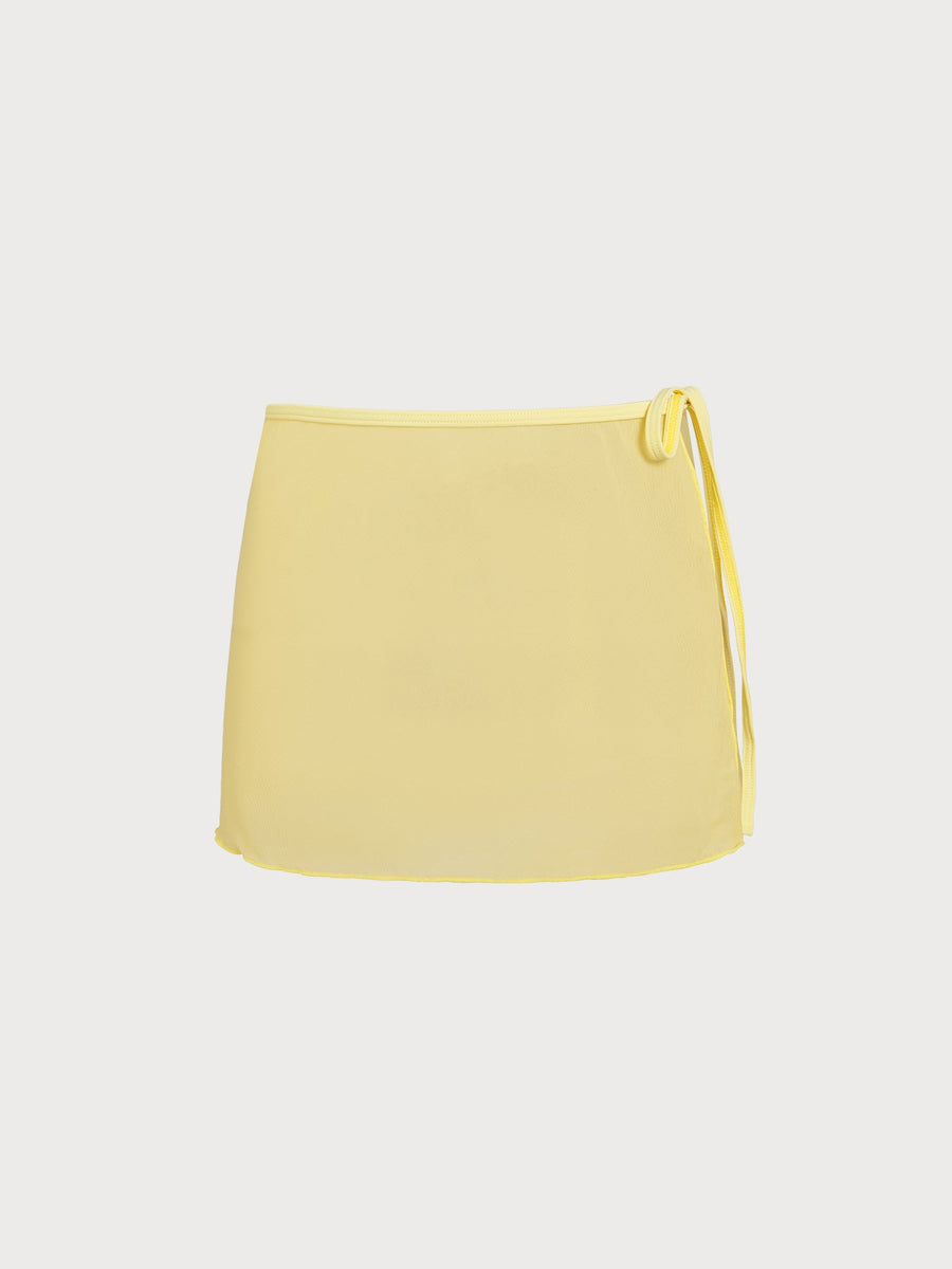 Yellow Ruffle Shirred Tankini Three-Piece Set