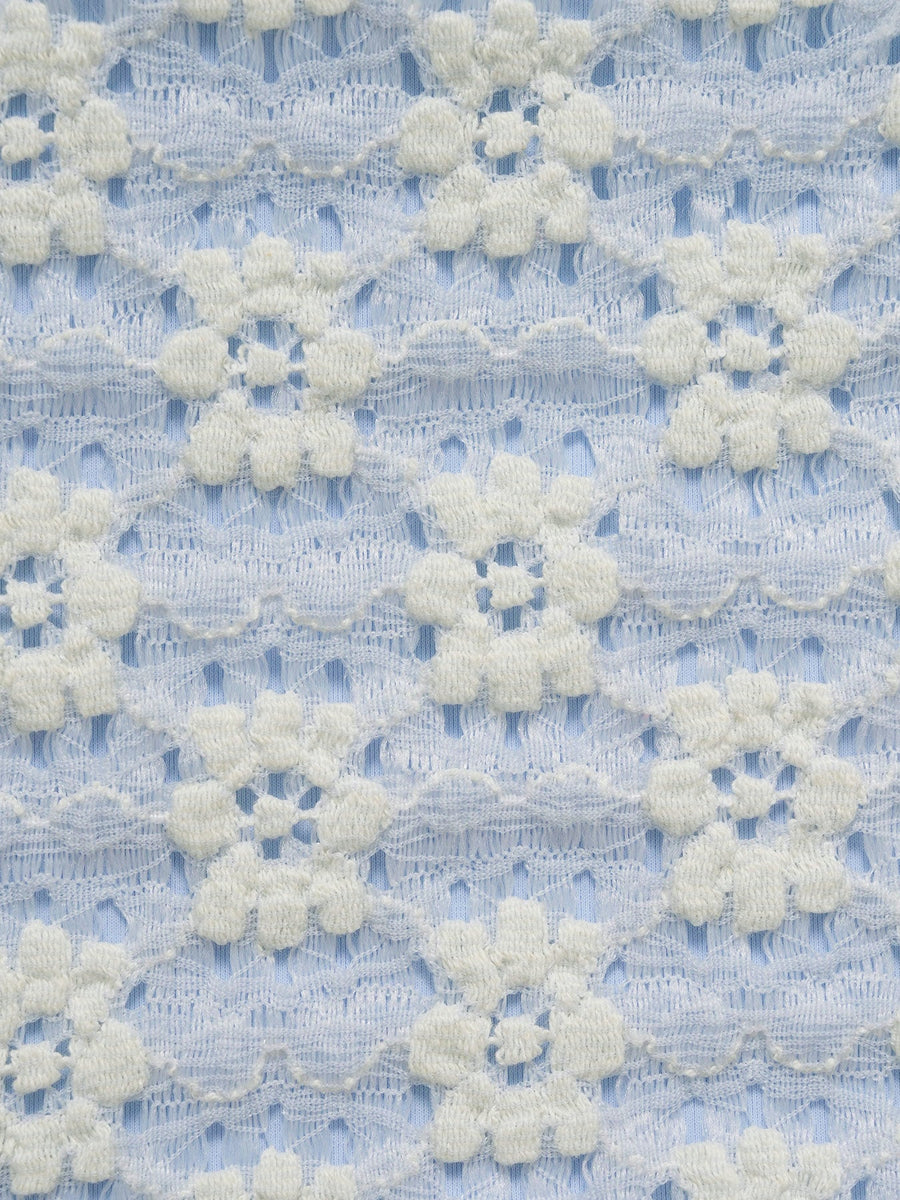 Light Blue Floral Plant Tankini Set
