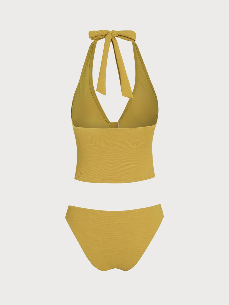 Ginger Striped Halter Tankini Set
