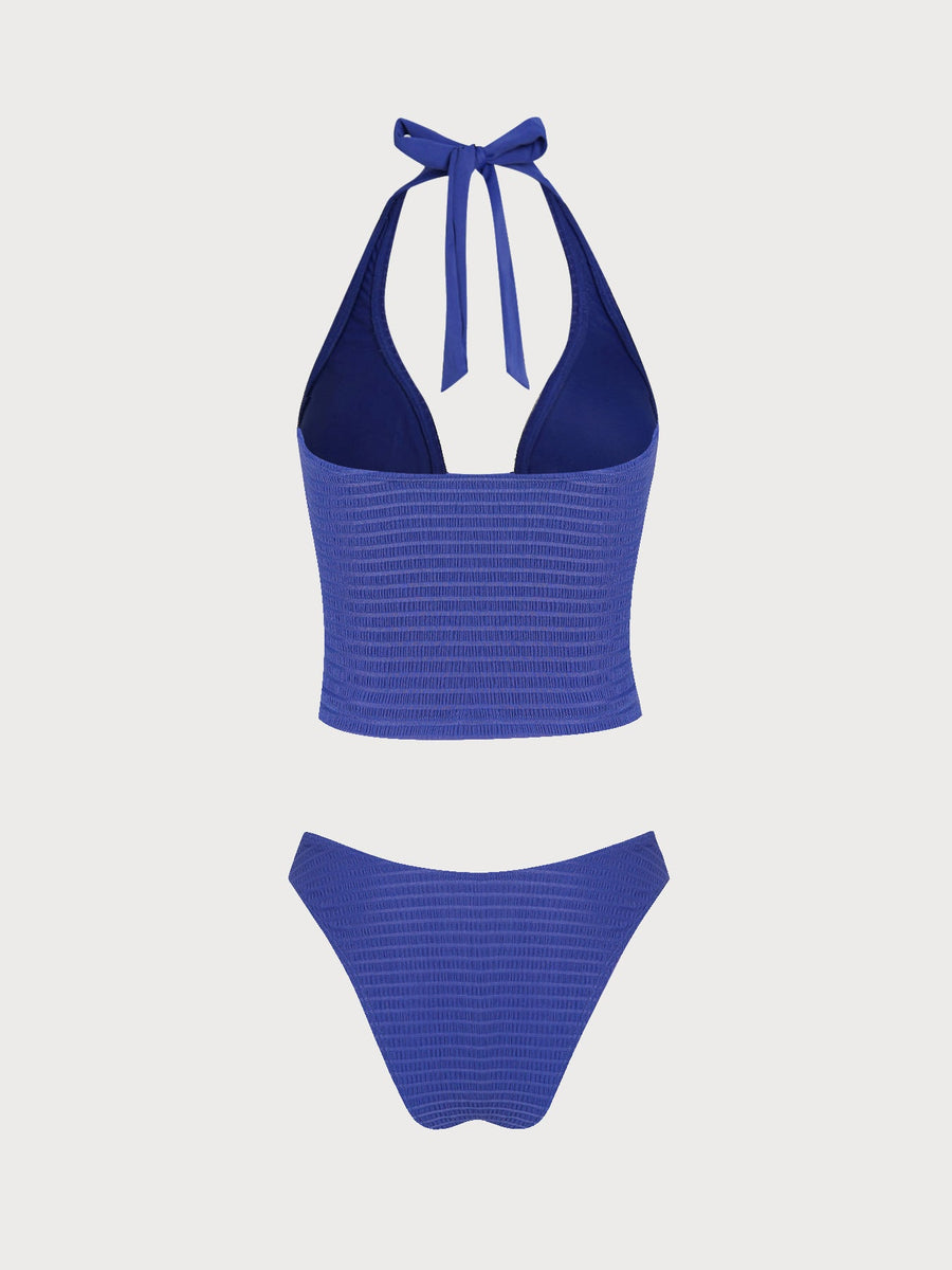 Royal Blue O-Ring Striped Tankini Set