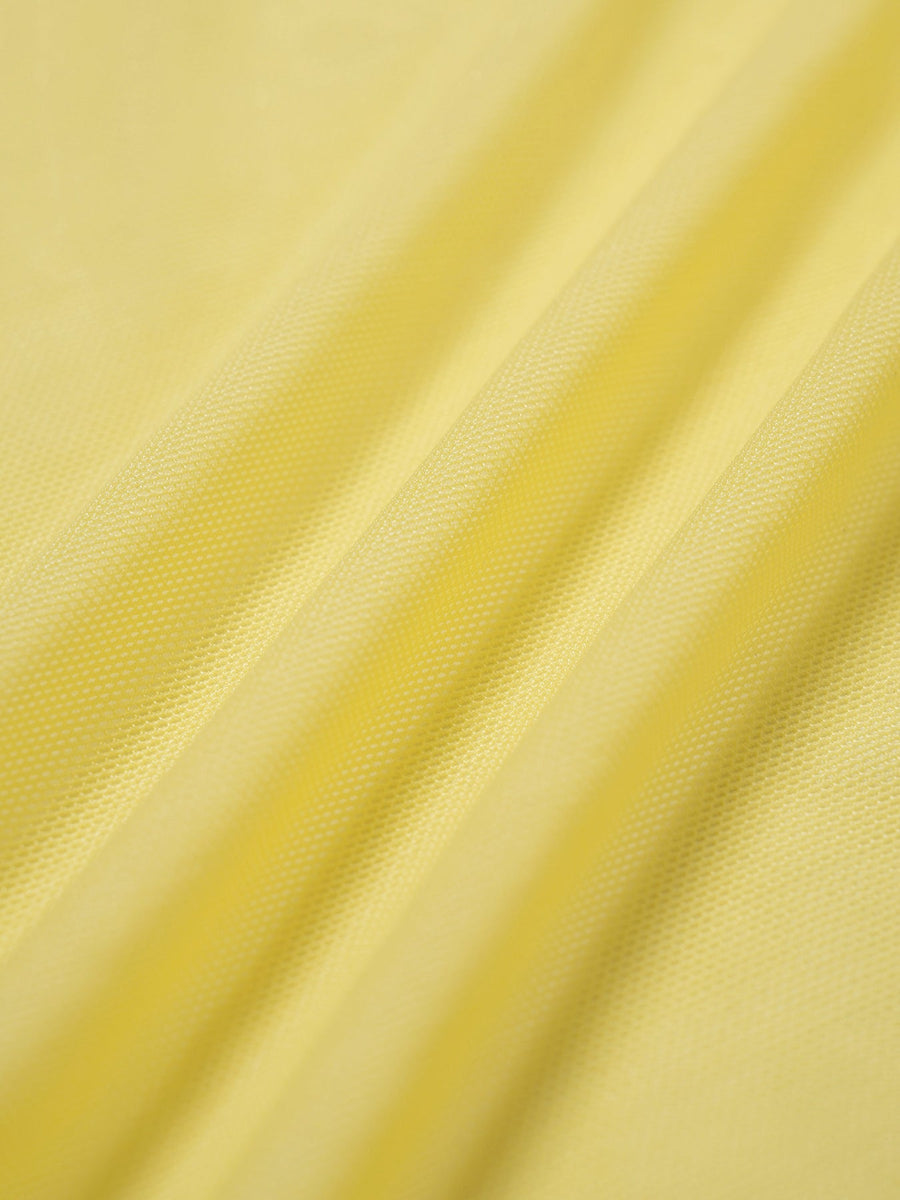 Yellow Ruffle Shirred Tankini Three-Piece Set