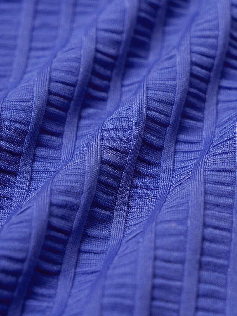 Blue Striped Beaded Trim Tankini Set