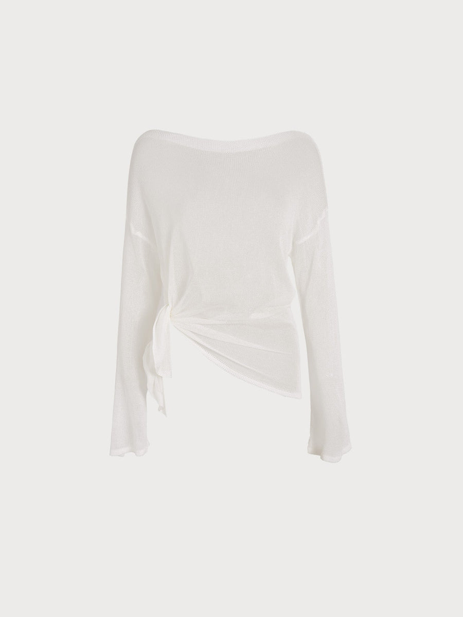 White Open-Knit Beach Cover-up