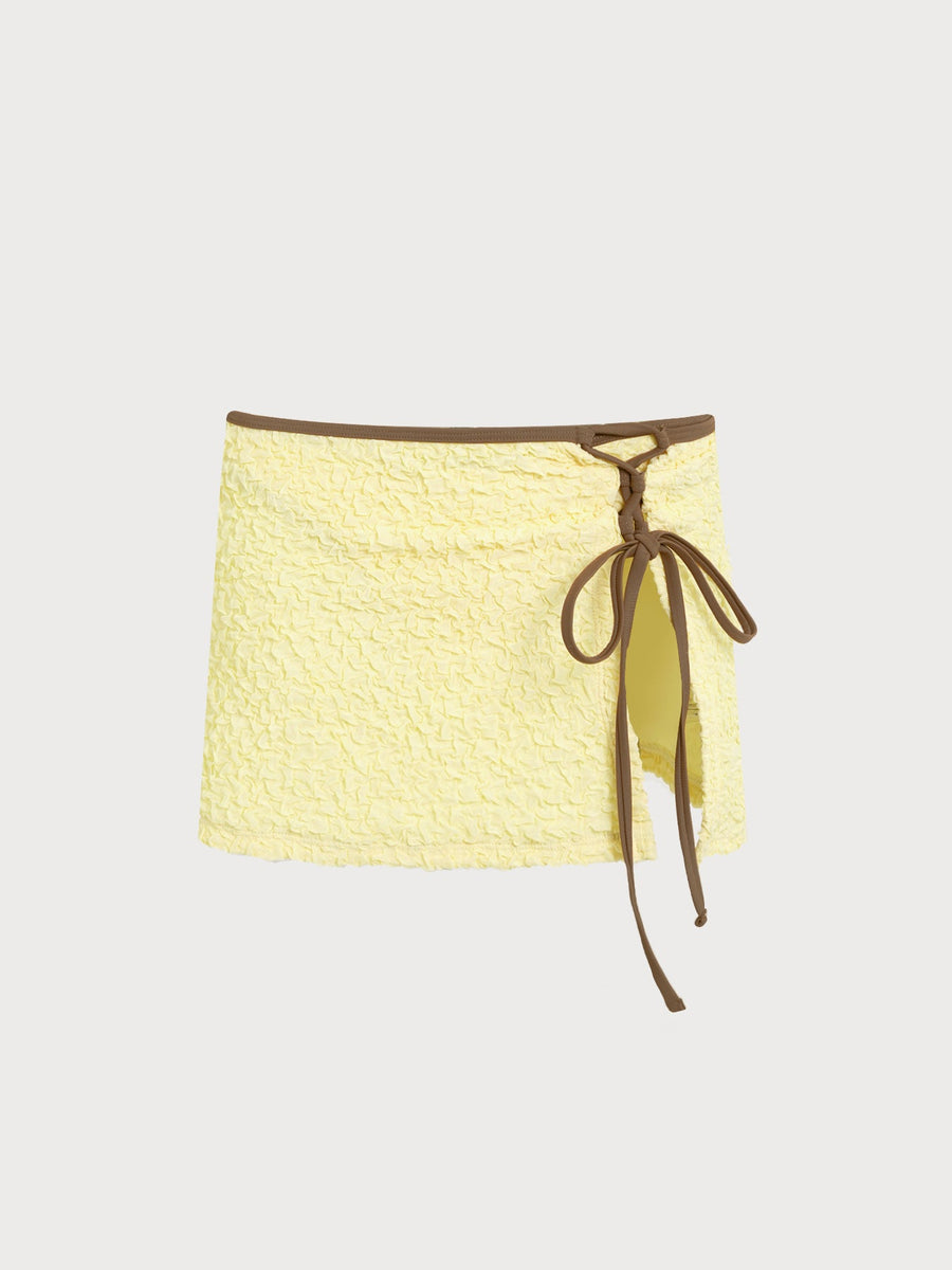 Yellow Bubblegum Contrast Beaded Bikini Three-Piece Set
