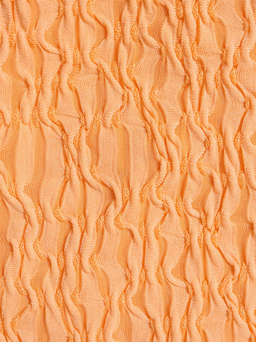 Orange Bowknot Textured Bikini Set
