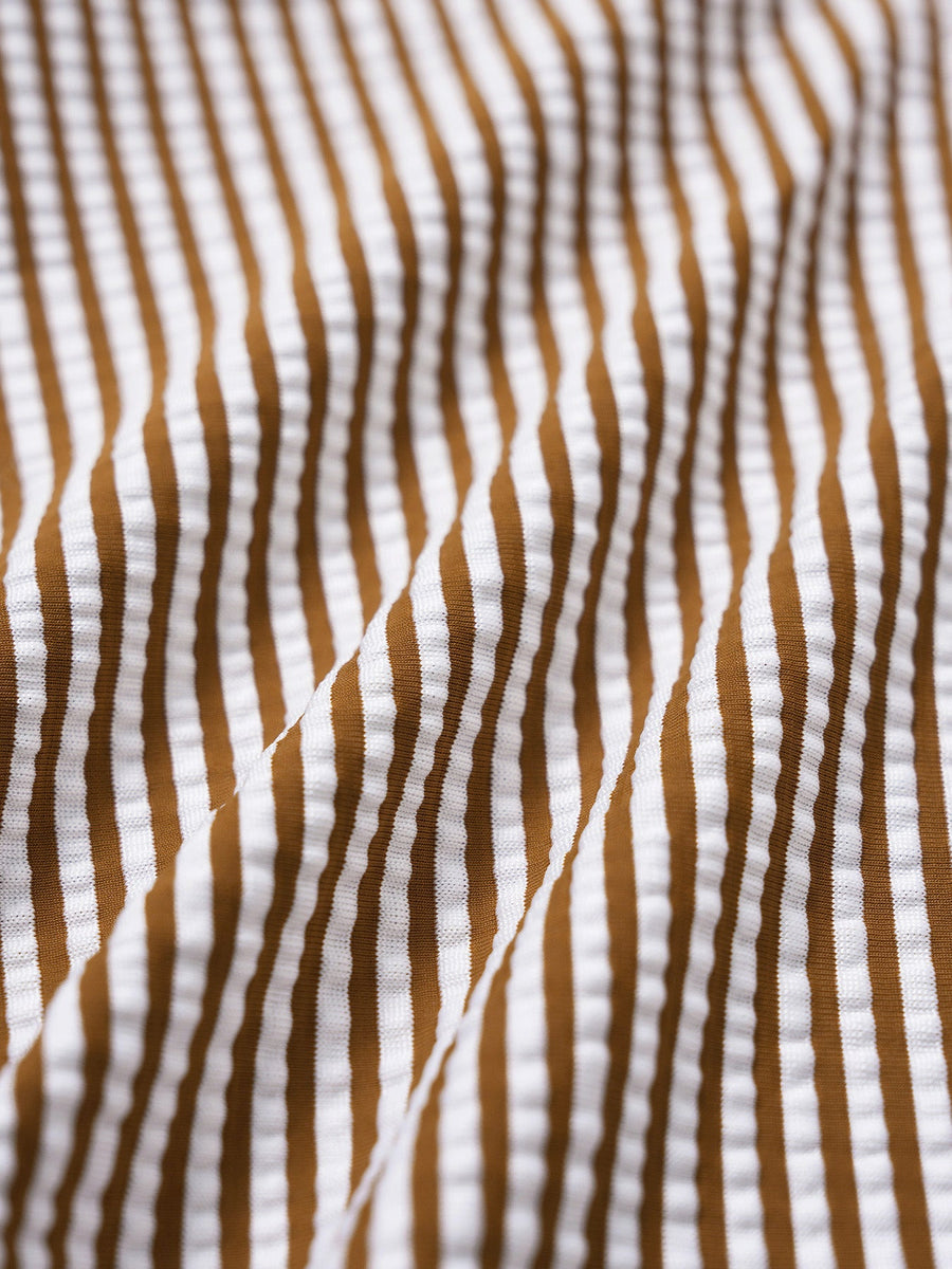 Brown Striped Ruffle Bikini Set