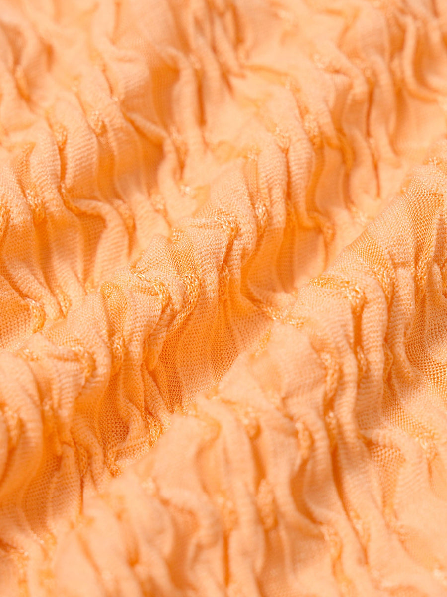 Orange Bowknot Textured Bikini Set
