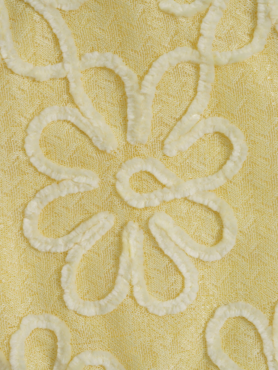 Yellow Ruched Flower Bikini Set