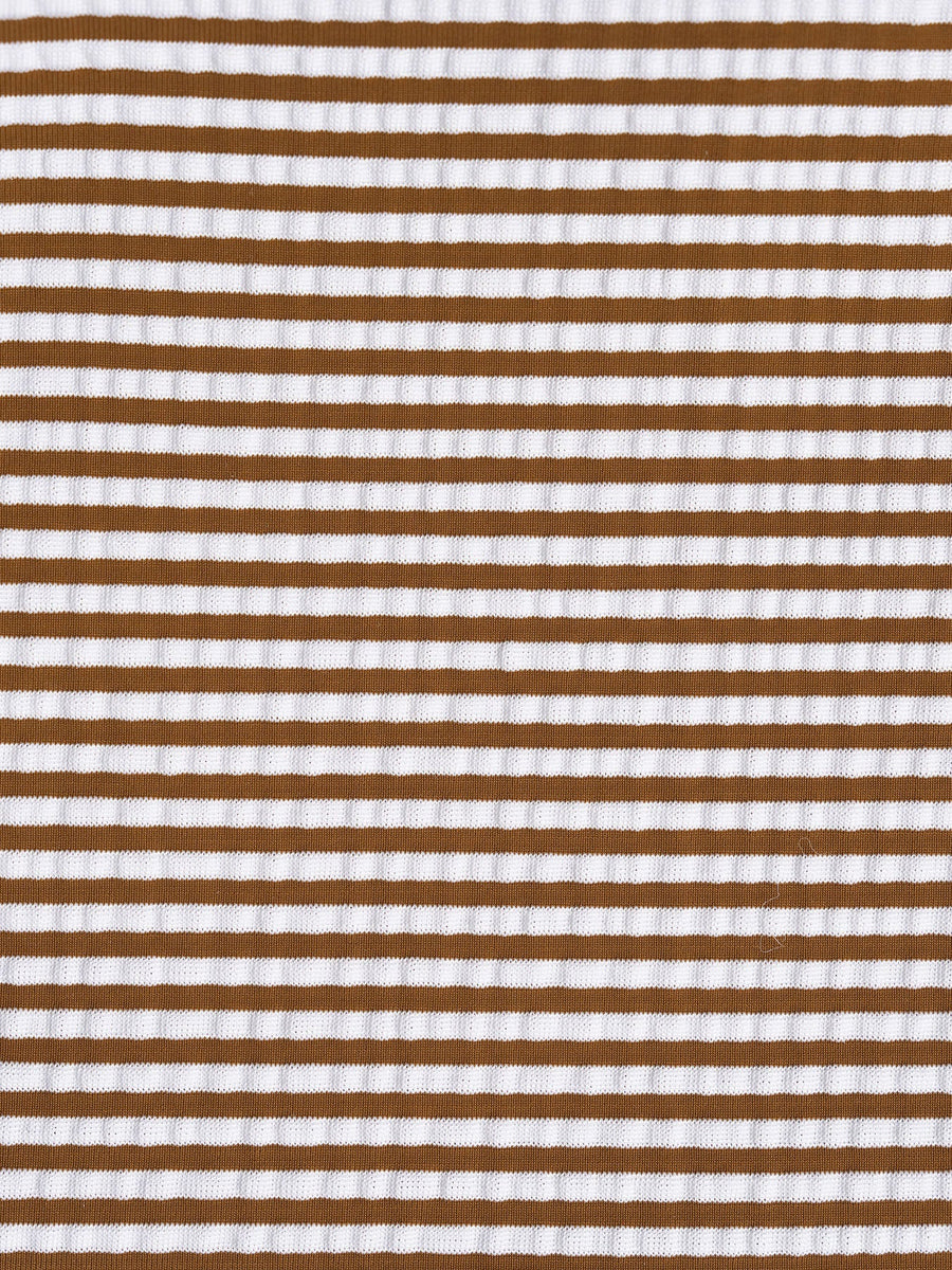 Brown Striped Ruffle Bikini Set