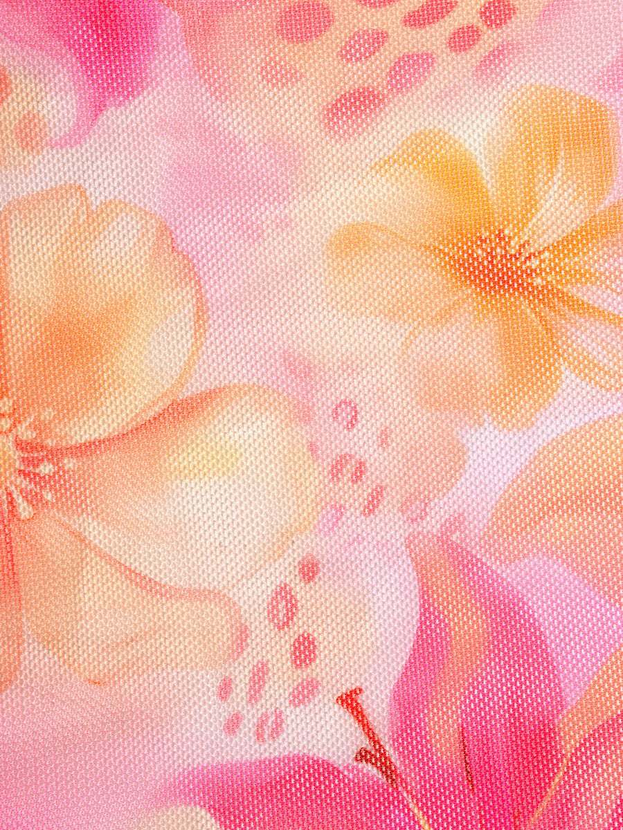 Pink O-Ring Floral Bikini Three-Piece Set