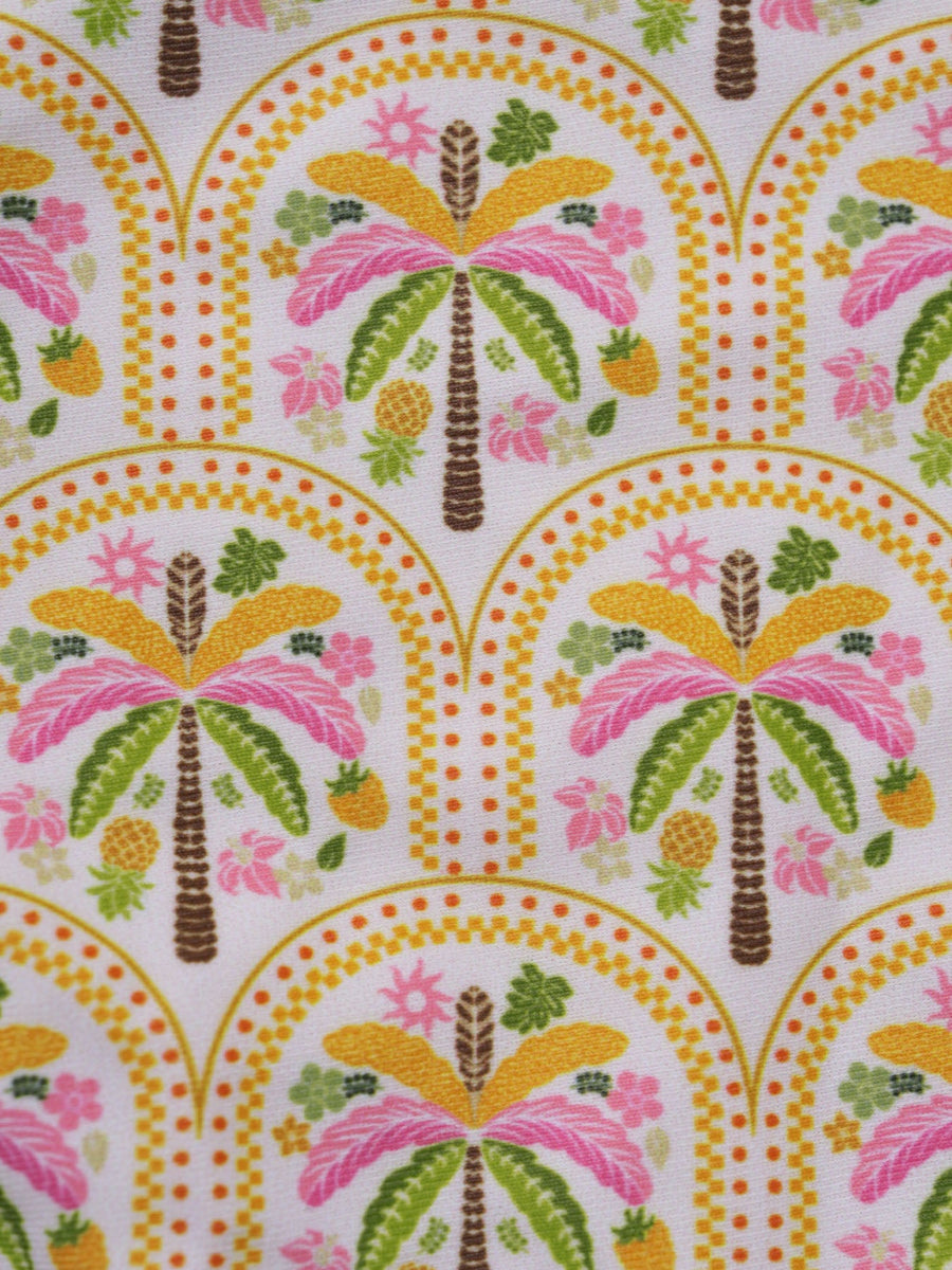 Yellow Floral Tree Print Contrast Twist Bikini Set