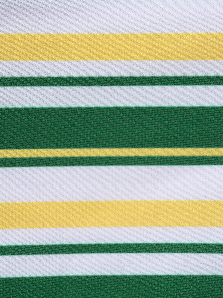 Green Striped Color Block Shorts Bikini Set