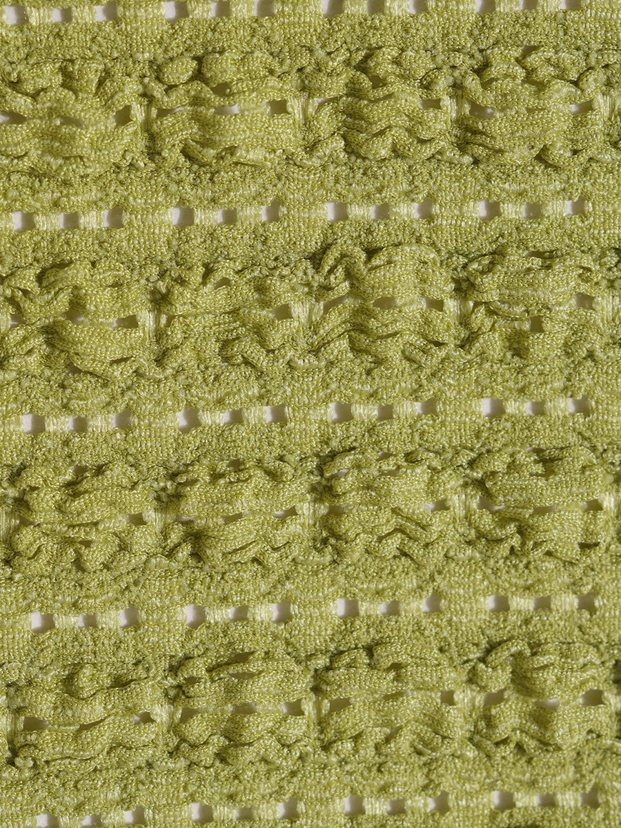 Green Contrast Lace Trim Tie-Front Tankini Set