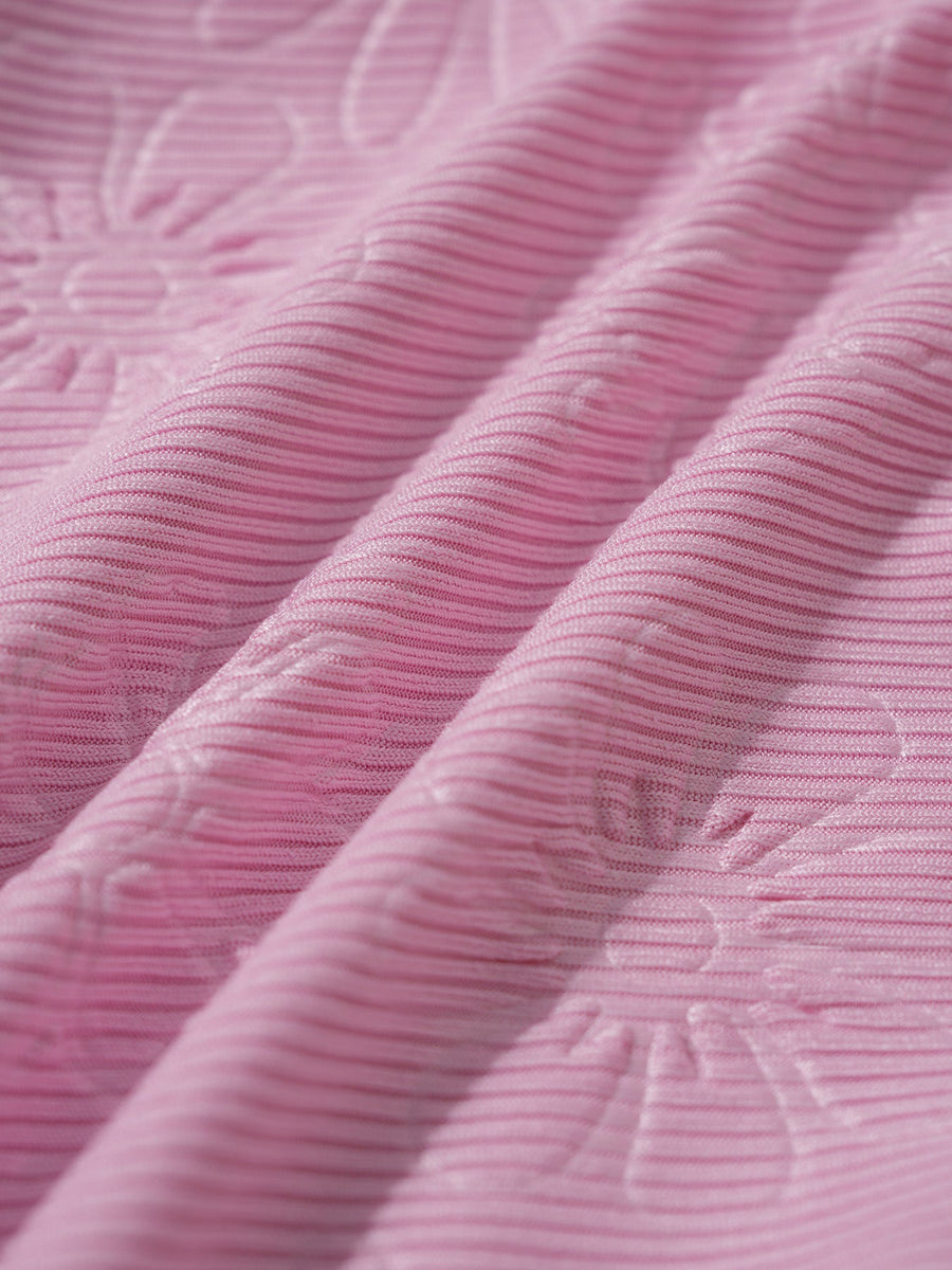 Pink Striped One-Shoulder Tankini Set