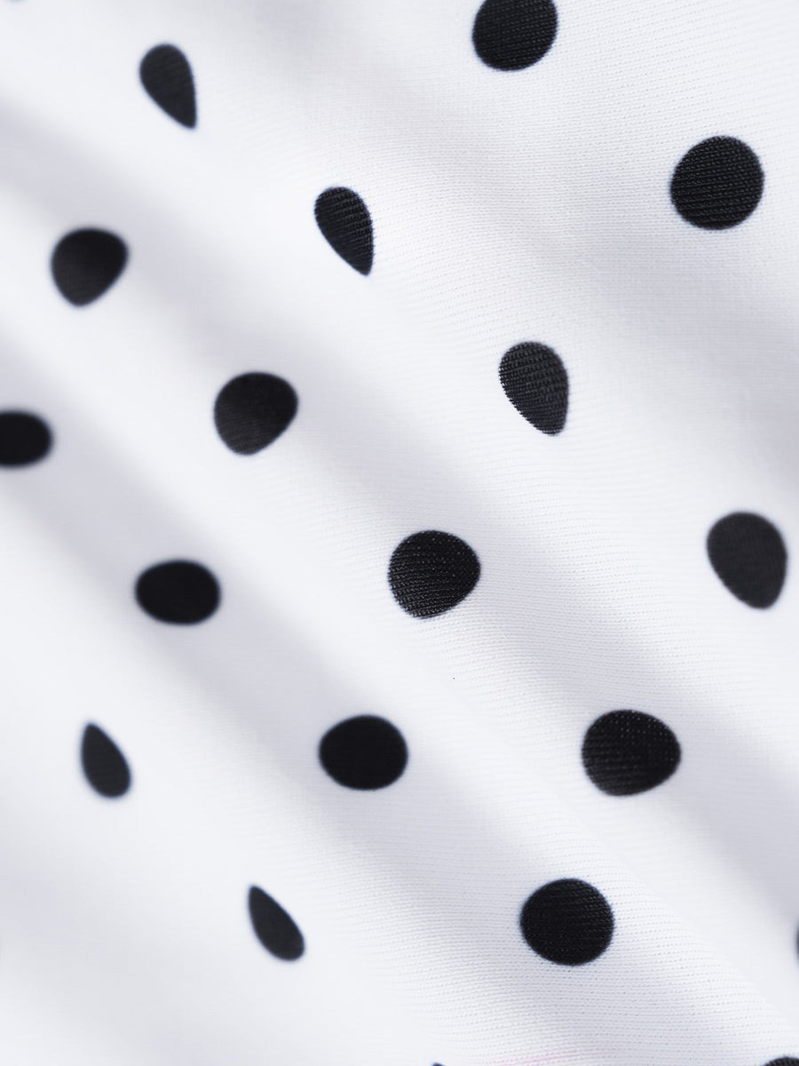 White Contrast Polka Dot Ruffle Bikini Set