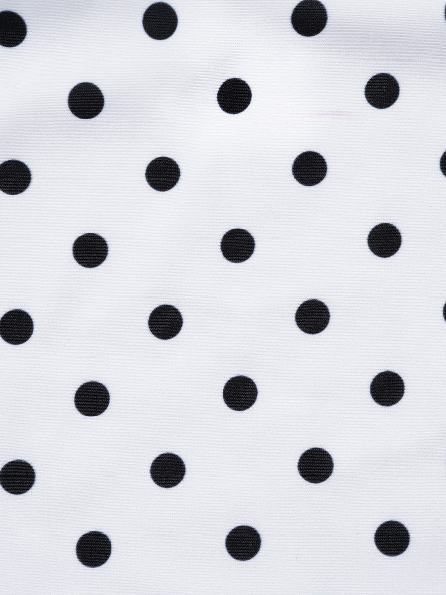 White Contrast Polka Dot Ruffle Bikini Set