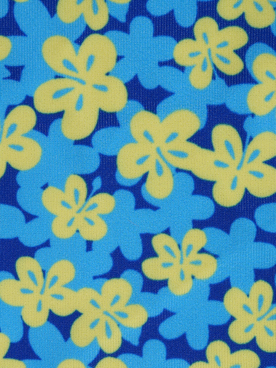 Blue Floral Contrast Tankini Set