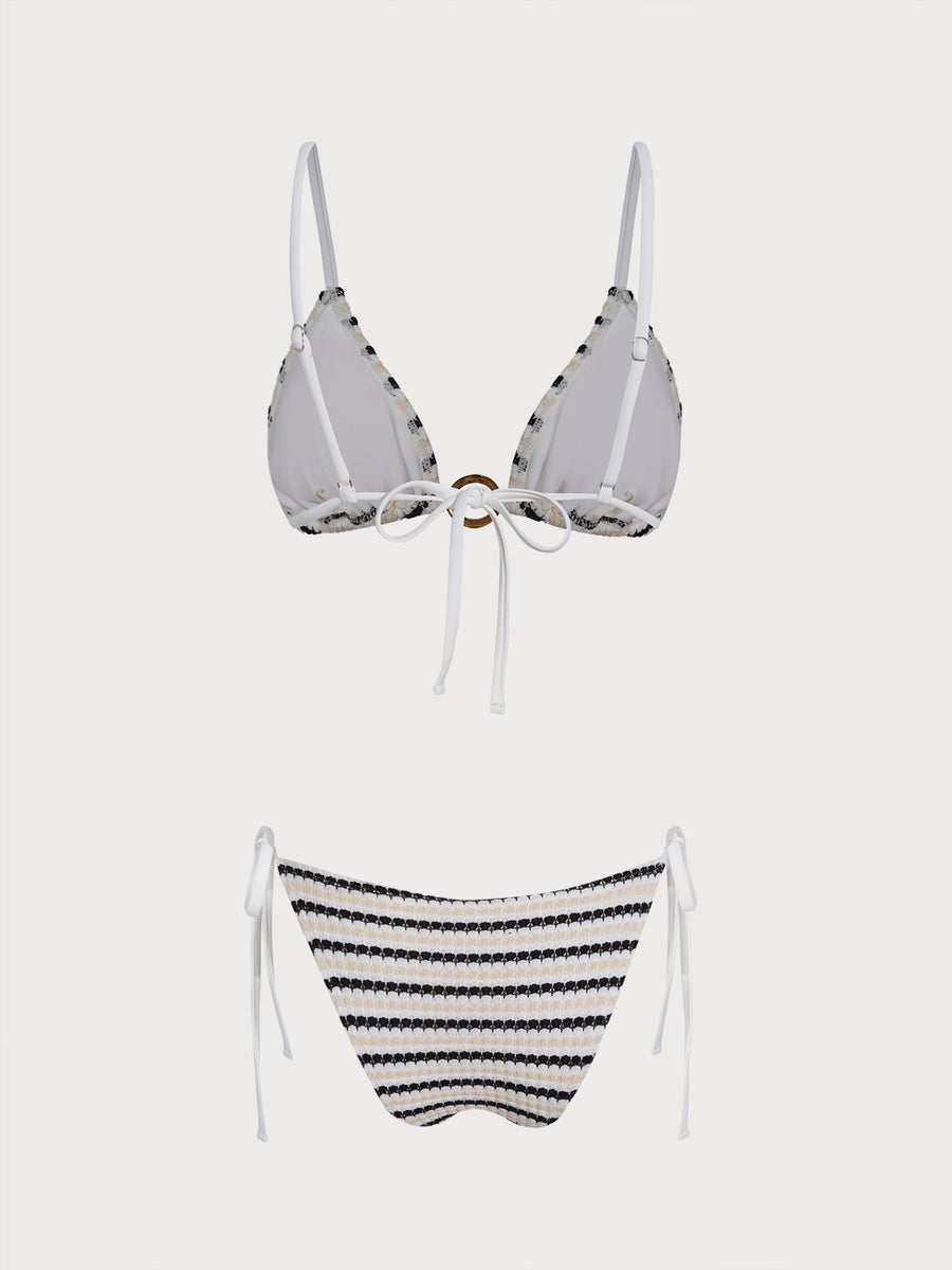 Multi Retro Striped O-Ring Bikini Set