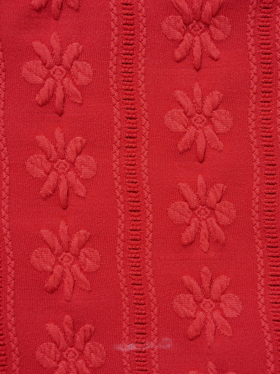 Red Floral Textured Tankini Set