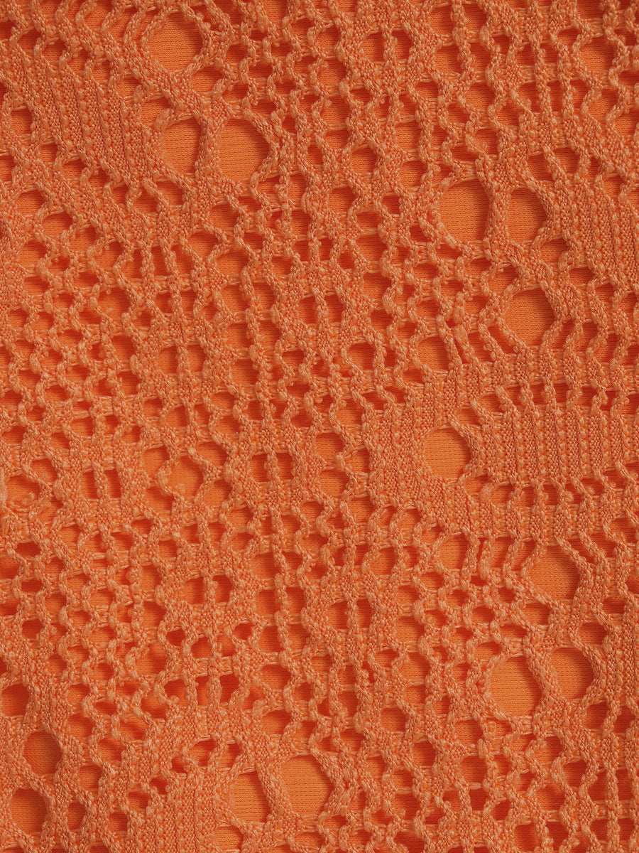 Orange V-Neck Ruffle Tankini Set
