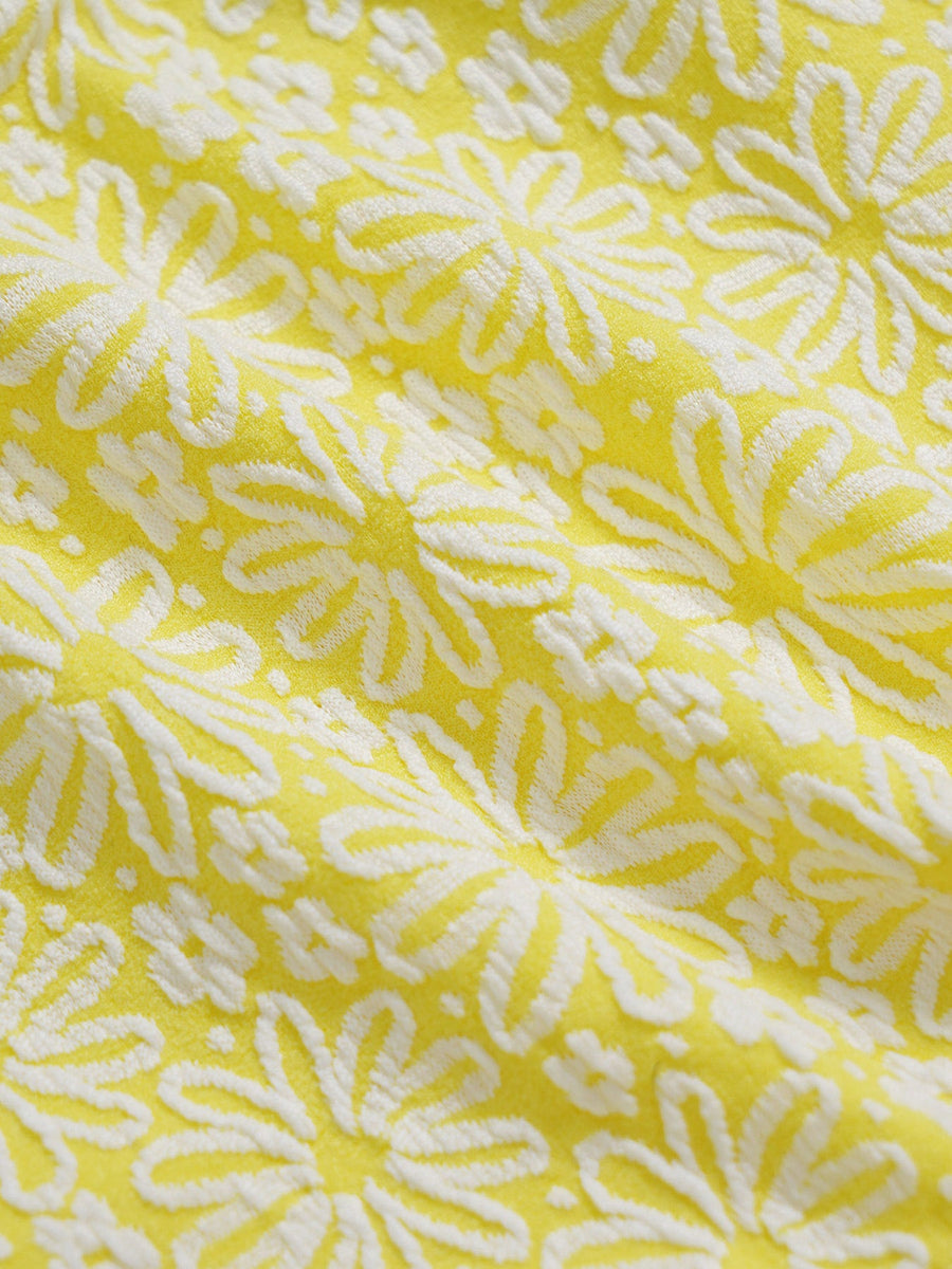 Yellow Halter Floral Plant Tankini Set